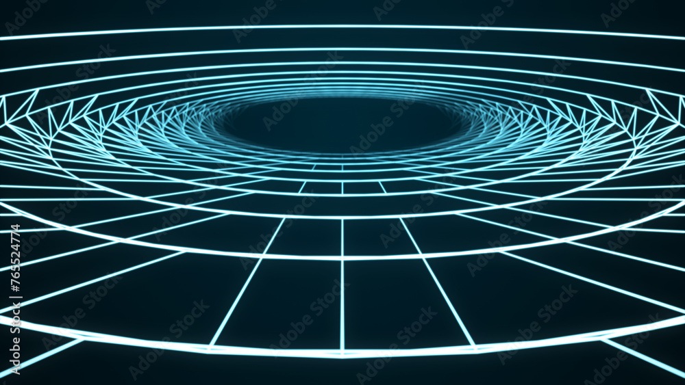  abstract tunnel of lines. 3d wormhole with a mesh structure. vortex. 3d rendering