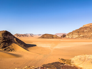 Various Huge Rock Formations in Wadi Rum Desert in Jordan