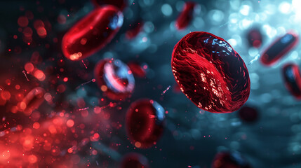Journey through the bloodstream as nanoparticles encapsulate and transport therapeutic agents to specific sites of injury, accelerating the healing process and minimizing side effects. 32K. - obrazy, fototapety, plakaty