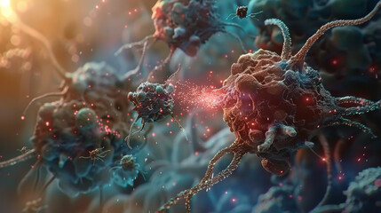Witness the dynamic interplay between nanorobots and cancerous cells, as they selectively destroy tumors while leaving healthy tissues unharmed, offering new hope in the fight against cancer. 32K.