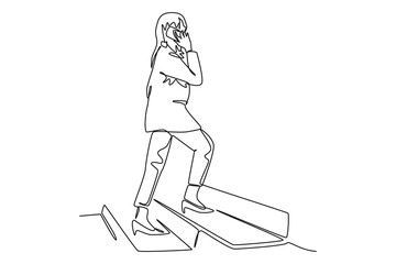 Happy business woman busy working walking up stairs while making phone call Group of diverse businesspeople minimalist concept. Lifestyle at city. Work life balance.