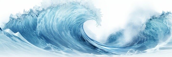 Stunning and majestic sea wave on white background, nautical ocean power in motion