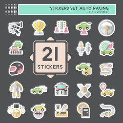 Sticker Set Auto Racing. related to Racing symbol. simple design editable. simple illustration