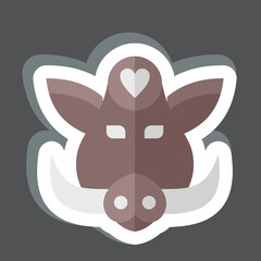 Sticker Boar. related to Animal symbol. simple design editable. simple illustration