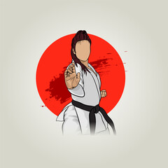Abstract vector illustration  young woman in karate.