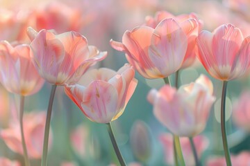  Late season tulips have been treated with very light, pastel coloration to bring forth a unique hue. 