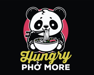 Cute Panda Eating Ramen Noodle Cartoon Vector Icon Illustration. Animal Food Icon Concept Isolated Premium Vector. Flat Cartoon Style