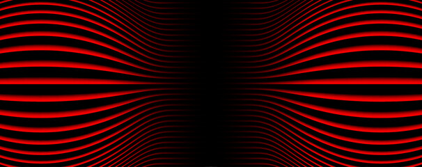 Abstract  background with 3D red black striped pattern, interesting radial symmetrical pattern minimal dark background, emboss design for business presentation.