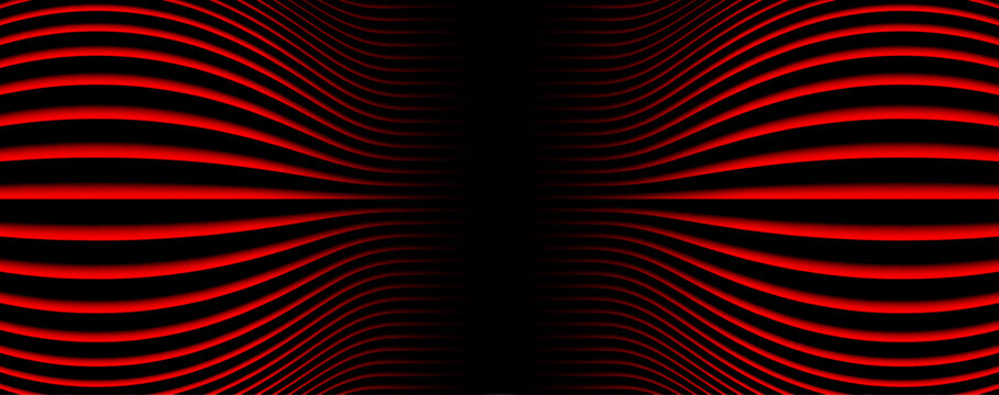 Abstract  background with 3D red black striped pattern, interesting radial symmetrical pattern minimal dark background, emboss design for business presentation.