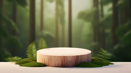 Podium for product display in the forest