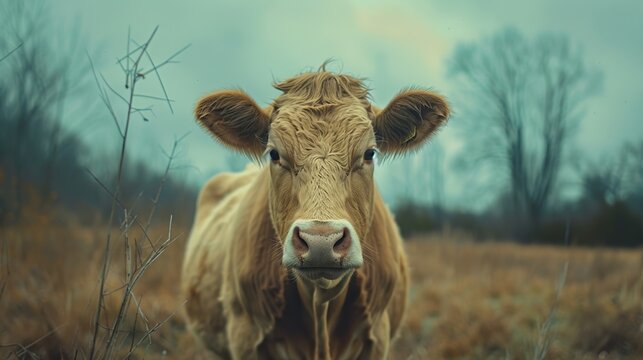 Close-up a cow in savanna