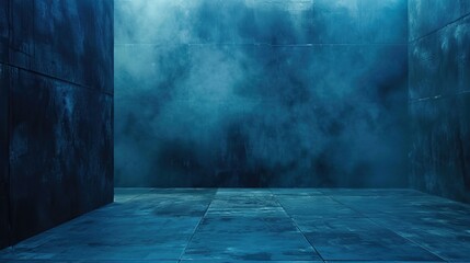 Blank dark blue abstract cement wall and studio space - obrazy, fototapety, plakaty