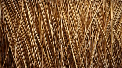 Reed texture. Wicker thatch rustic roof. Dry thin reed. AI generated