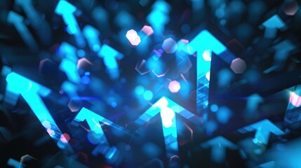 Innovative Technology and Progress: Abstract 3D Arrows Moving Forward on Digital Surface - AI generated