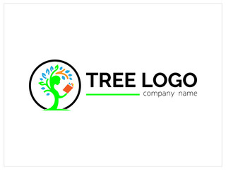 Tree shape logo template,Flat design family tree silhouette,Green eco tree,Hand drawn tree life in brown shades,