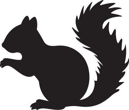 Squirrel Silhouette Vector Illustration White Background