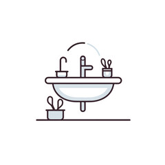 bathroom sink line icon design vector template flat