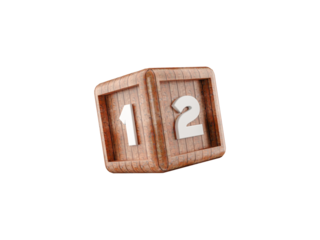 building block cube with number on it, on transparent background