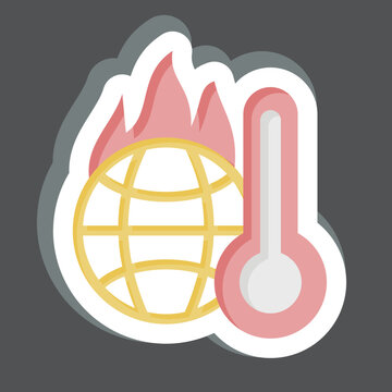 recommend clip art: Sticker Increasing Temperature. related to Climate Change symbol. simple design editable. simple illustration