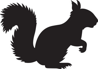 Fototapeta premium Squirrel Silhouette Vector Illustration White Background