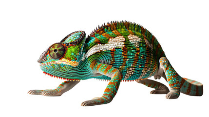 Obraz premium a portrait of the colorful nice chameleon with spikes, colorful customized
