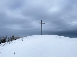 Winter landscape near Radobyl hill, Czech Republic