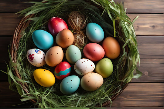 easter eggs in a basket