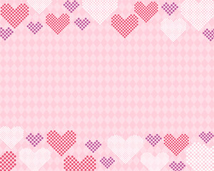 ドット柄のハートの背景パターン、ピンク系