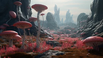 Abwaschbare Fototapete An alien landscape with strange rock formations and al © Little