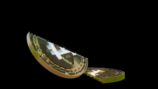 Bitcoin Digital Currency Halving concept 3D animated clip with transparent background ProRes 444