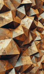 Rust-touched geometric forms casting a warm metallic glow.
