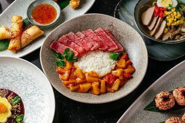 Food from the restaurant for the menu