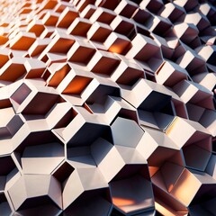 Digital abstract wallpaper of 3d hexagon honeycomb structure