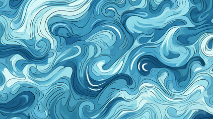Wavy and swirl brush strokes seamless pattern