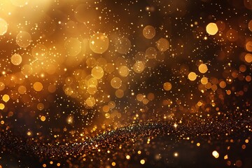 Abstract golden background with bokeh effect and shining defocused glitters. Festive gold texture for Christmas, New Year, birthday, celebration, greeting, victory, success, magic, Generative AI