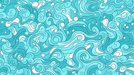 Wavy and swirl brush strokes seamless pattern