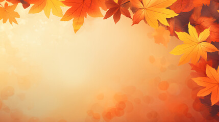 Naklejka na ściany i meble Autumn banner with orange leaves .