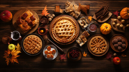 Autumn food concept. Selection of pies appetizers and