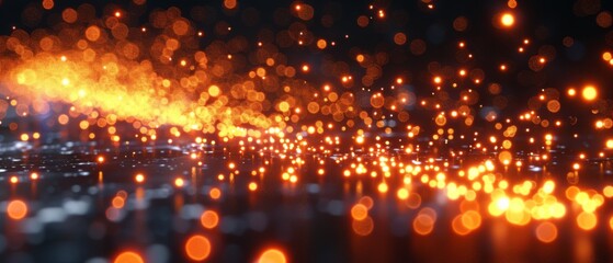 Fototapeta premium a city at night with distinct buildings and less blurred ground lights