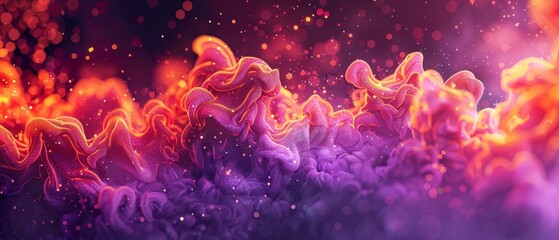  Focused photo of a smartphone displaying a sharp image of an enchanting amalgamation of purple and orange hues - obrazy, fototapety, plakaty