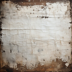 Grungy paper background frame on old plastered concrete wall