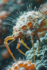 Obraz premium Dust Mite Allergen Control shown as a protective bubble, keeping allergens at bay for a clear and healthy skin environment