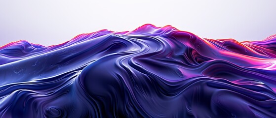  A photo of a mountain with blue and pink liquid flowing down, viewed from below
