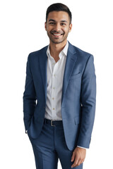 Kind businessman smiling and looking at the camera, isolated, transparent background, no background. PNG.