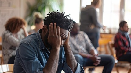 Young black man depressed 