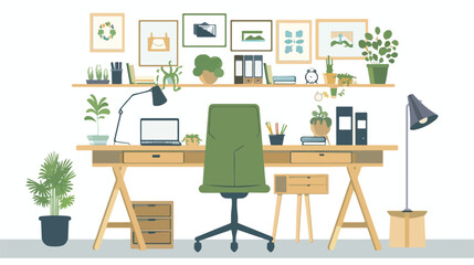 Sustainable Workspace Illustrations flat vector 