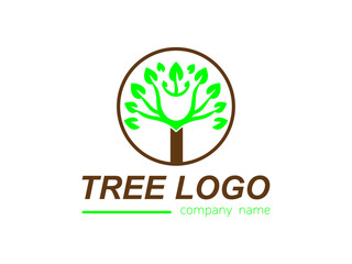 Tree shape logo template,Flat design family tree silhouette,Green eco tree,Hand drawn tree life in brown shades,
