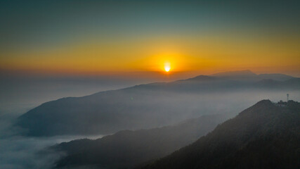 Winter sunrise in Haizi Mountain