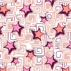 Colorful stars pattern on abstract twisted square background