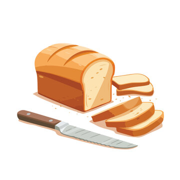 Bread loaf and sliced isolated on the white background